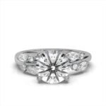 950 Platinum 2ct Round Moissanite Diamond Prong Solitaire Ring
