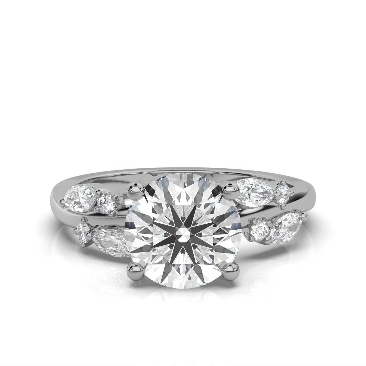 950 Platinum 2ct Round Natural Diamond Prong Engagement Ring