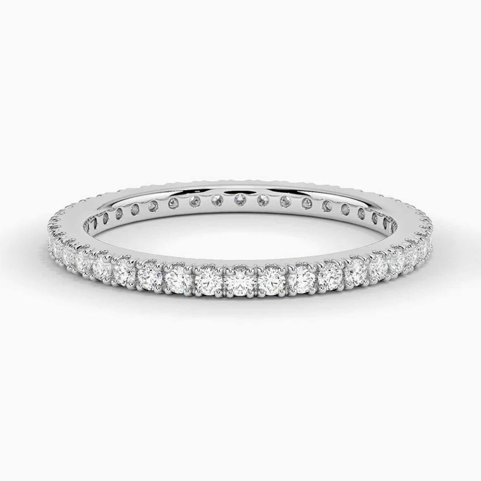 950 Platinum 0.60ct Round Cut Natural Diamond Pave Set Full Eternity Band