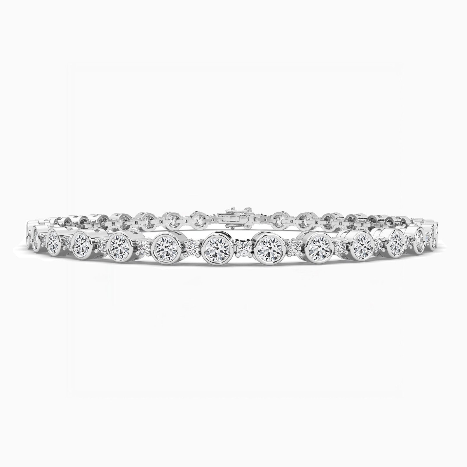 950 Platinum 1.75-3.00ct Round Cut Natural Diamond Prong Bezel Tennis Bracelet