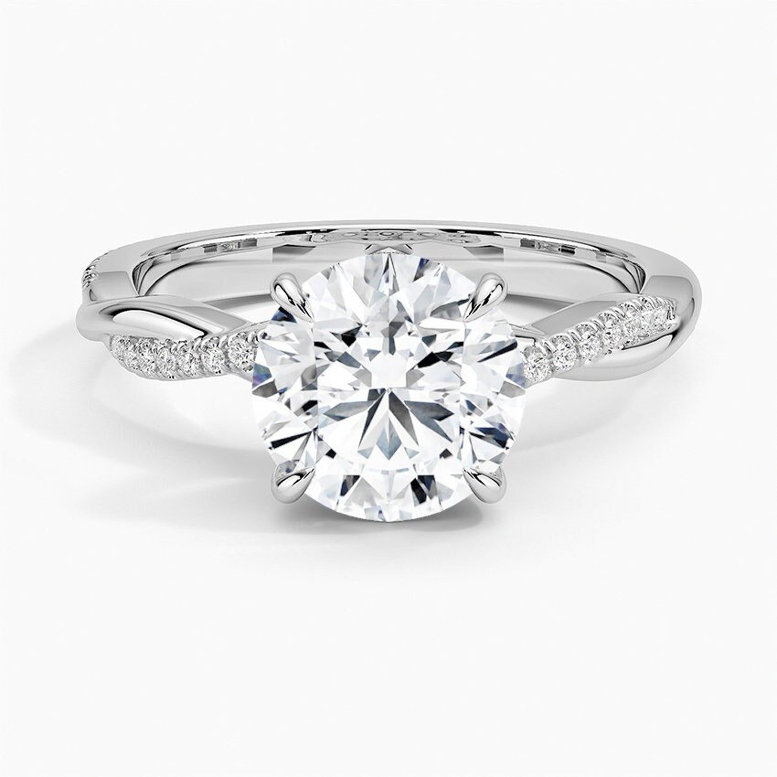 400548_7af7017d02604b428b1965ff2c1cebdamv2.jpg 950 Platinum 2.50ct Round Cut Natural Diamond Infinity Shank Ring - Image 1