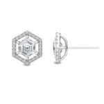 950 Platinum 1.68ct Hexagon Moissanite Diamond Halo Earrings