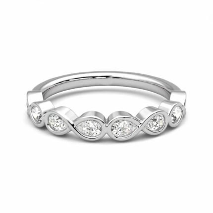 950 Platinum 1.05ct Pear Cut Natural Diamond Infinity Half Eternity Band