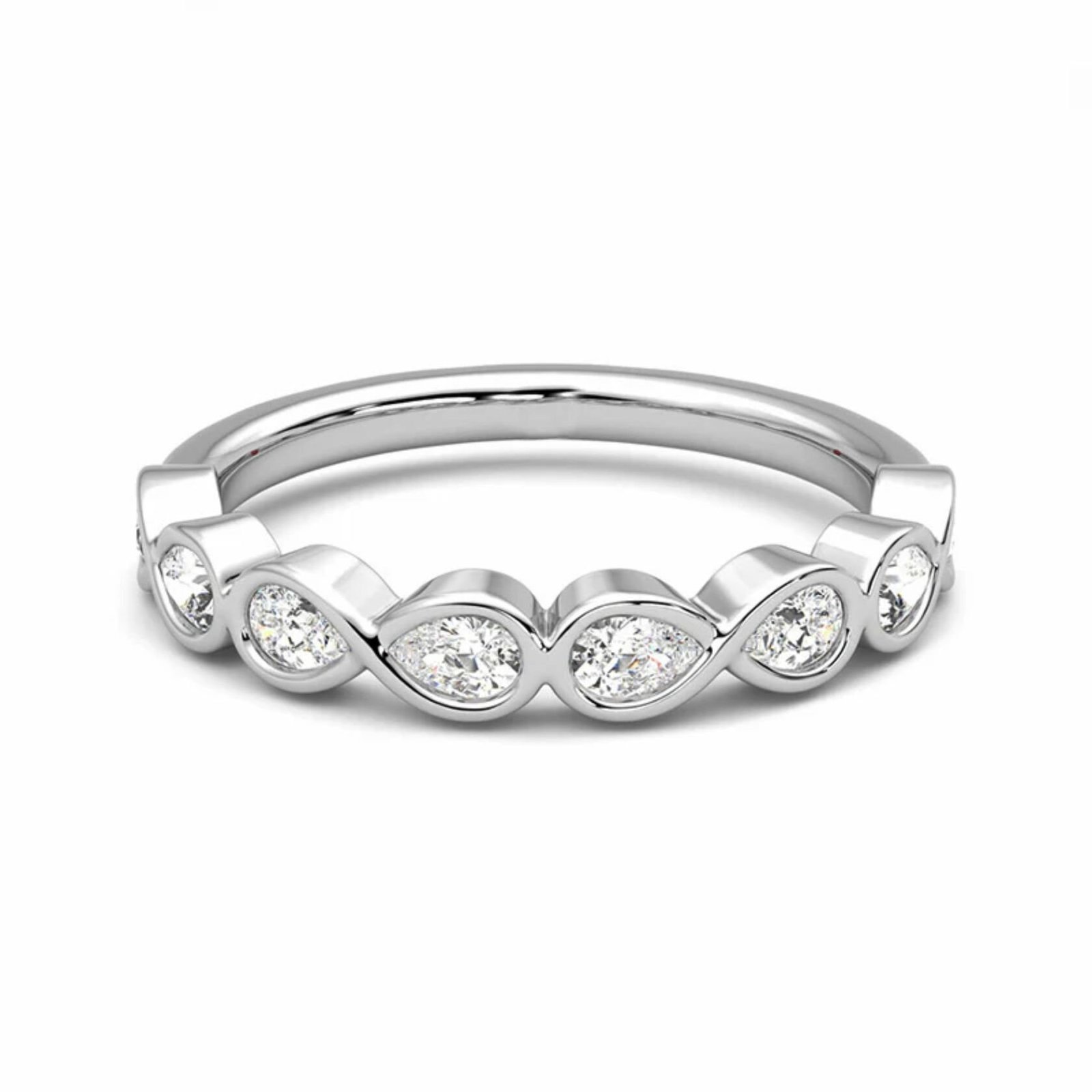 950 Platinum 1.05ct Pear Cut Natural Diamond Infinity Half Eternity Band