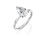 950 Platinum 2ct Pear Cut Moissanite Diamond Prongs Ring - Image 6