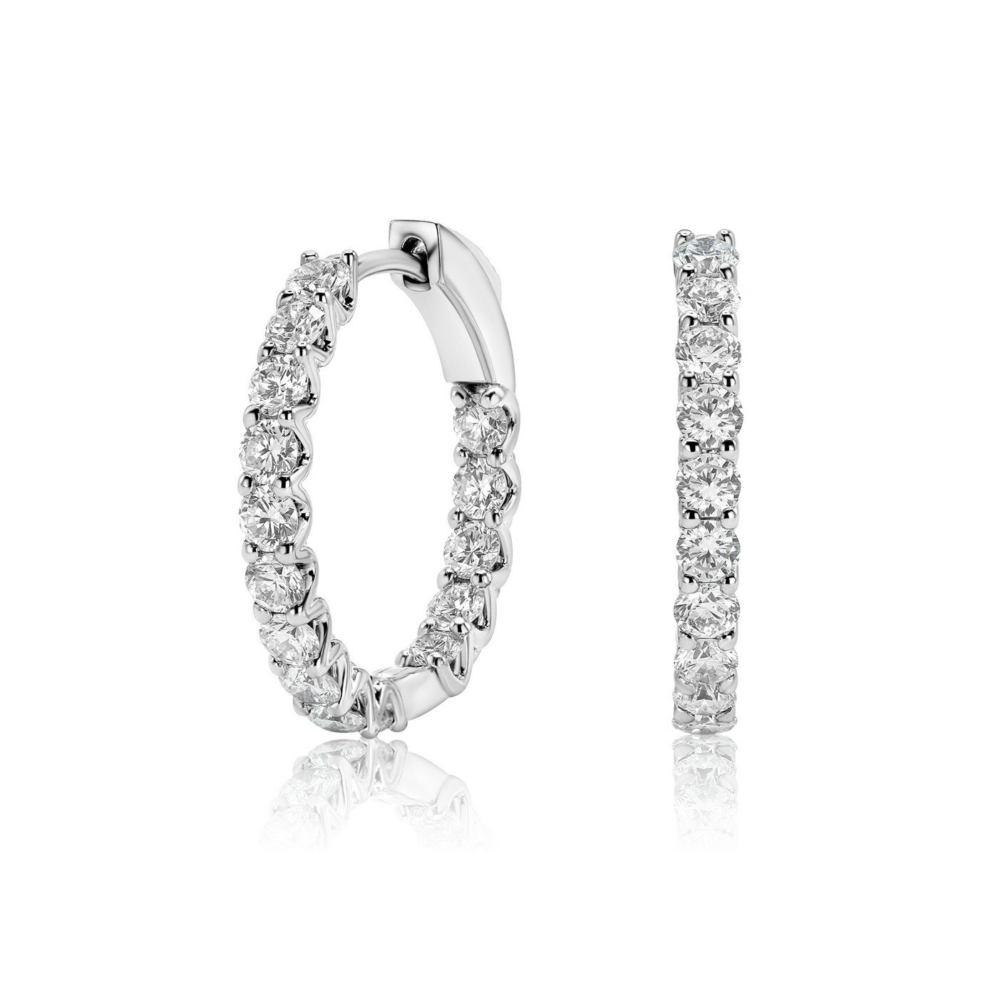 950 Platinum 2.00ct Natural Diamond Huggie Earrings
