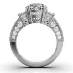 950 Platinum 2ct Round Moissanite Diamond Three Engagement Ring - Image 5