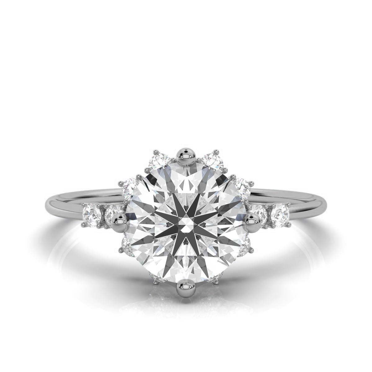 950 Platinum 2.00ct Round Super Cut Natural Diamond Engagement Ring