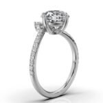 950 Platinum 2ct Round Moissanite Diamond V Shaped Engagement Ring - Image 2