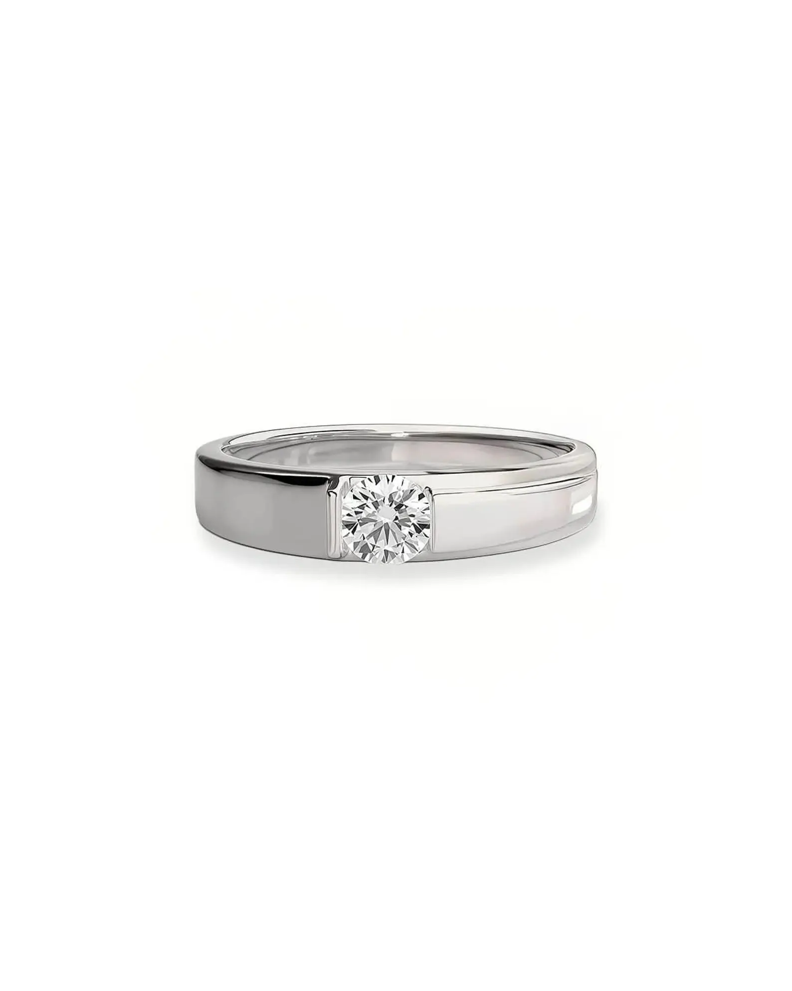950 Platinum 0.4ct Round Lab Diamond Solitaire Minimalist Rings