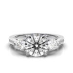 950 Platinum 2ct Super Cut Natural Diamond Three Stone Engagement Ring