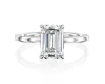 950 Platinum 2ct Emerald Cut Moissanite Diamond Solitaire Engagement Ring - Image 2