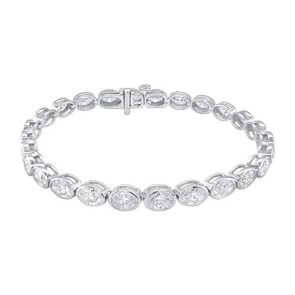 950 Platinum 9.15ct Oval Moissanite Diamond Single-Stone Protective Symbol Bracelet