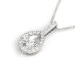 950 Platinum 1.00ct Pear Natural Diamond Halo Pendant Necklace
