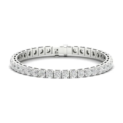 950 Platinum 14.45ct Round Moissanite Diamond Four-Prong Tennis Bracelet