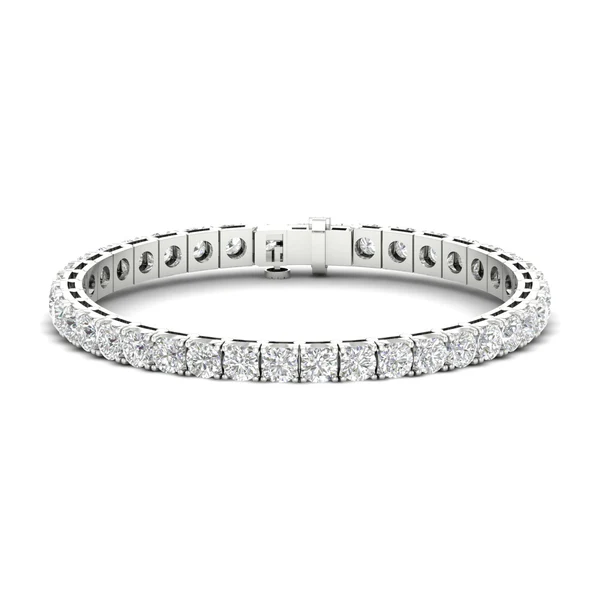 950 Platinum 14.45ct Round Moissanite Diamond Four-Prong Tennis Bracelet