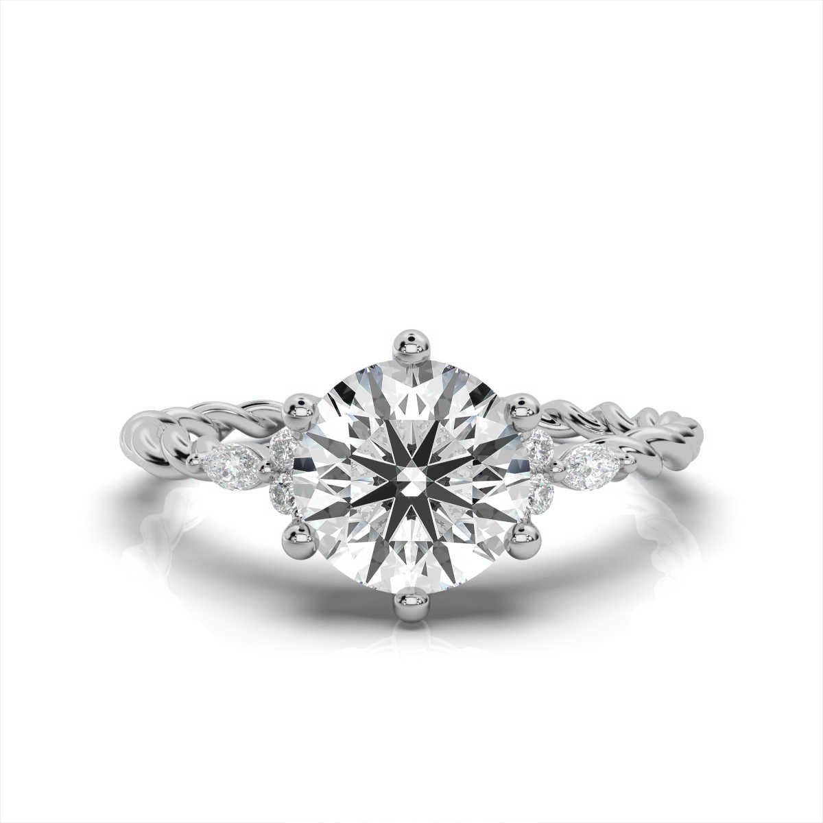 950 Platinum 2.1ct Round Super Cut Natural Diamond Prong Engagement Ring