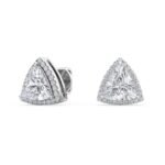 950 Platinum 2.13ct Trillion Moissanite Diamond Halo Stud Earrings