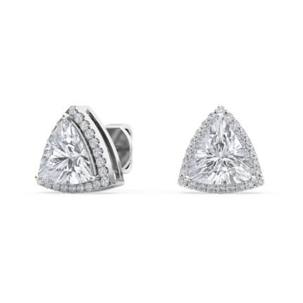 950 Platinum 2.13ct Trillion Moissanite Diamond Halo Stud Earrings