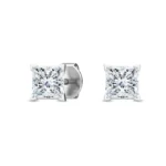 950 Platinum 0.50ct Princess Natural Diamond Stud Earrings - Image 2