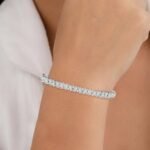 950 Platinum 2.90ct Baguette & Round Lab Diamond Bangle Bracelet - Image 2