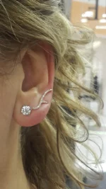 950 Platinum 0.25ct Round Lab Diamond Thorn Tribal Stud Earrings - Image 6