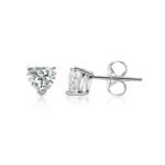 950 Platinum 1ct Heart Shape Moissanite Diamond Earring - Image 2
