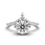 950 Platinum 2ct Round Moissanite Diamond V Shaped Engagement Ring