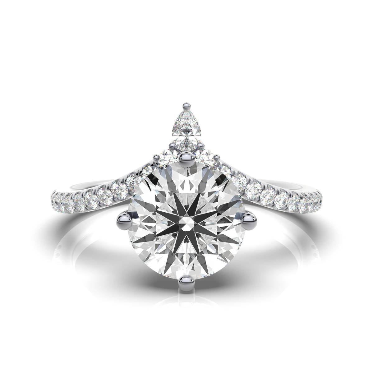 950 Platinum 2ct Super Cut Natural Diamond V Shaped Engagement Ring