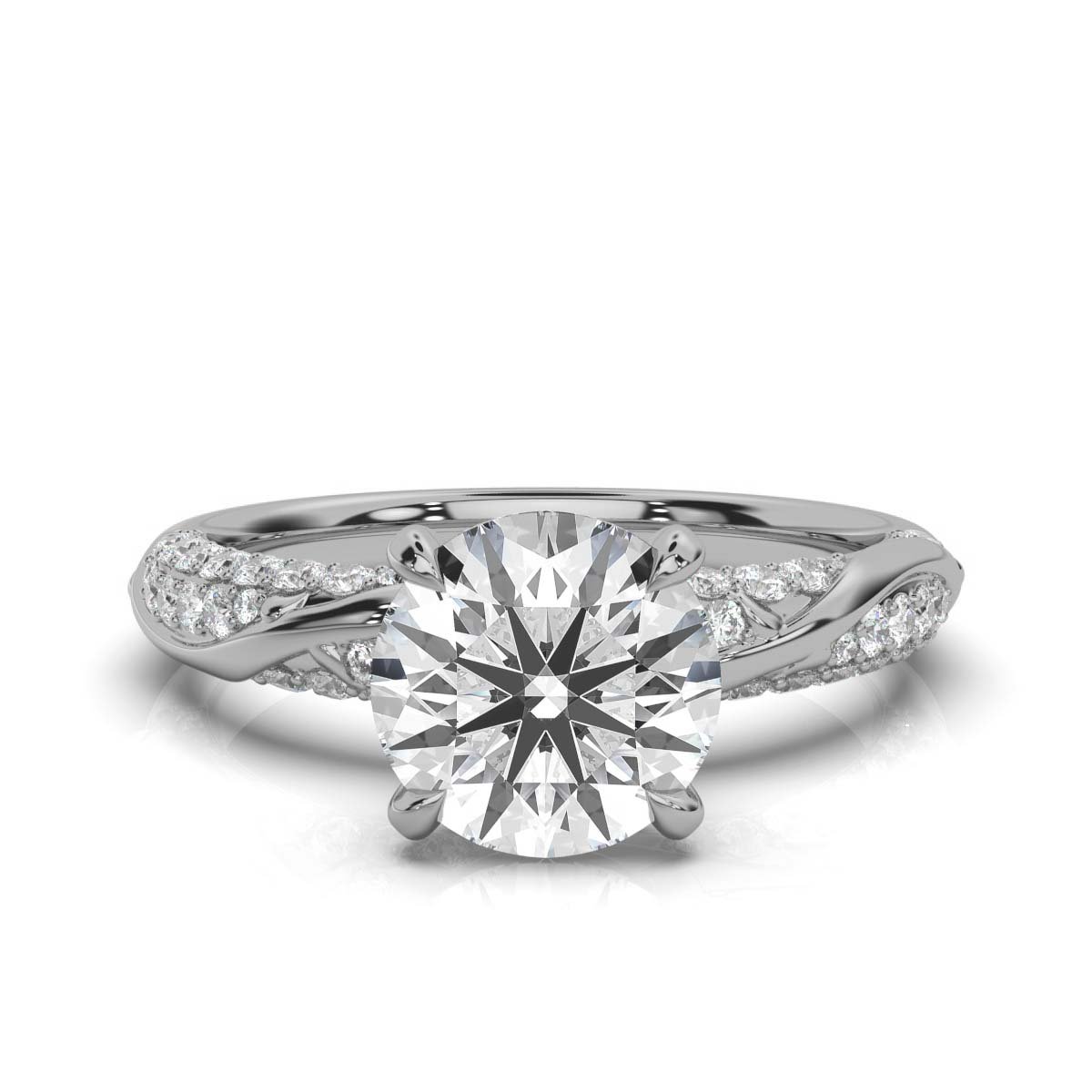 950 Platinum 2ct Super Cut Natural Diamond Pave Set Engagement Ring