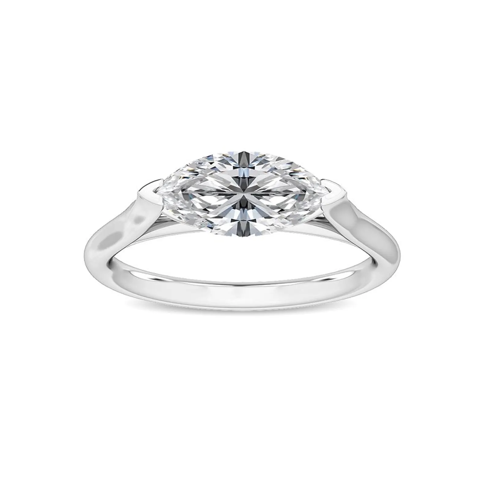 950 Platinum 1.17ct Marquise Moissanite Diamond Solitaire Engagement Ring