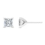 950 Platinum 0.50ct Princess Natural Diamond Stud Earrings