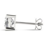 950 Platinum 1ct Princess Cut Moissanite Diamond 4 Prong Stud Earrings - Image 2
