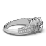 950 Platinum 2ct Round Moissanite Diamond Three Engagement Ring - Image 3