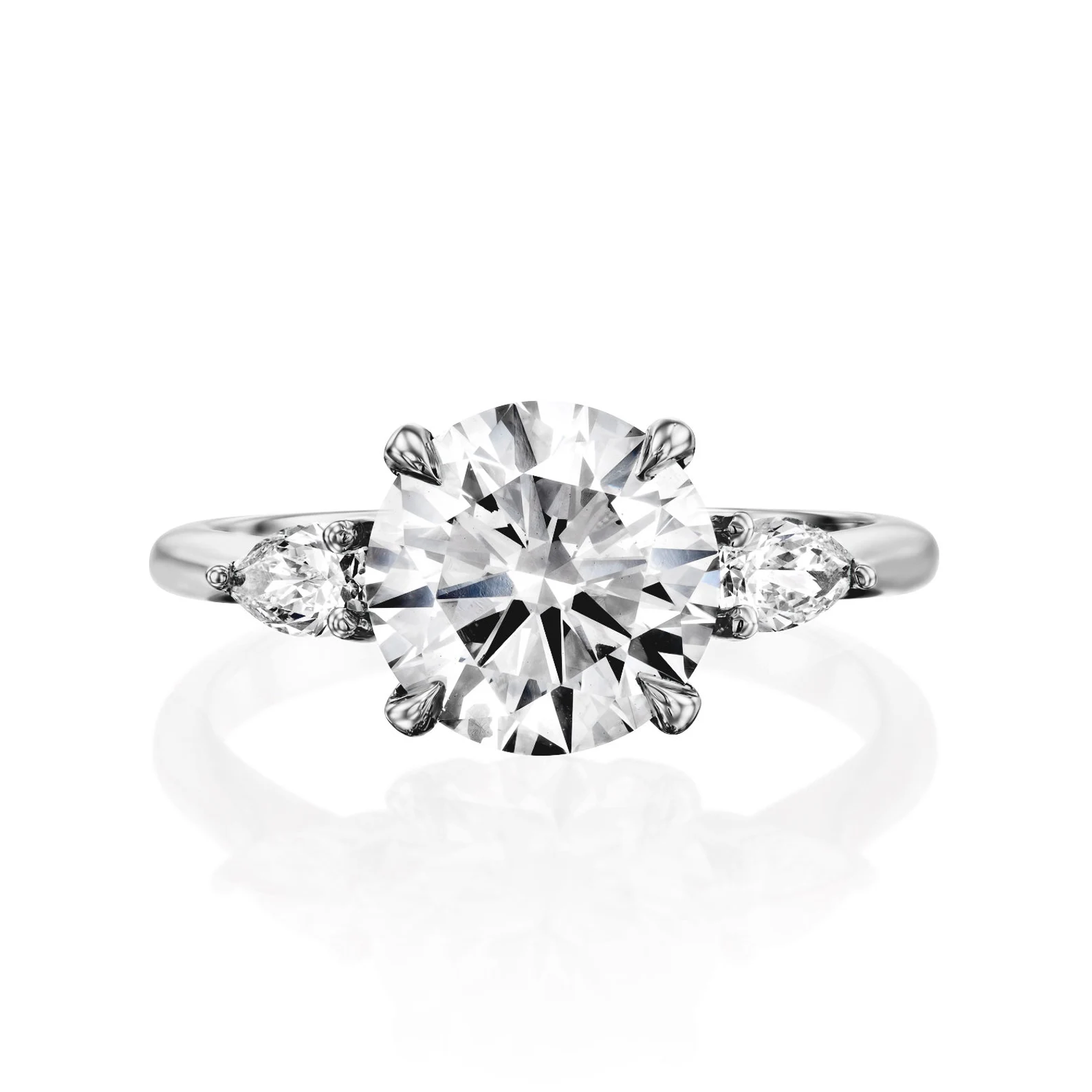 950 Platinum 1.5ct Round Natural Diamond Prongs Engagement Ring