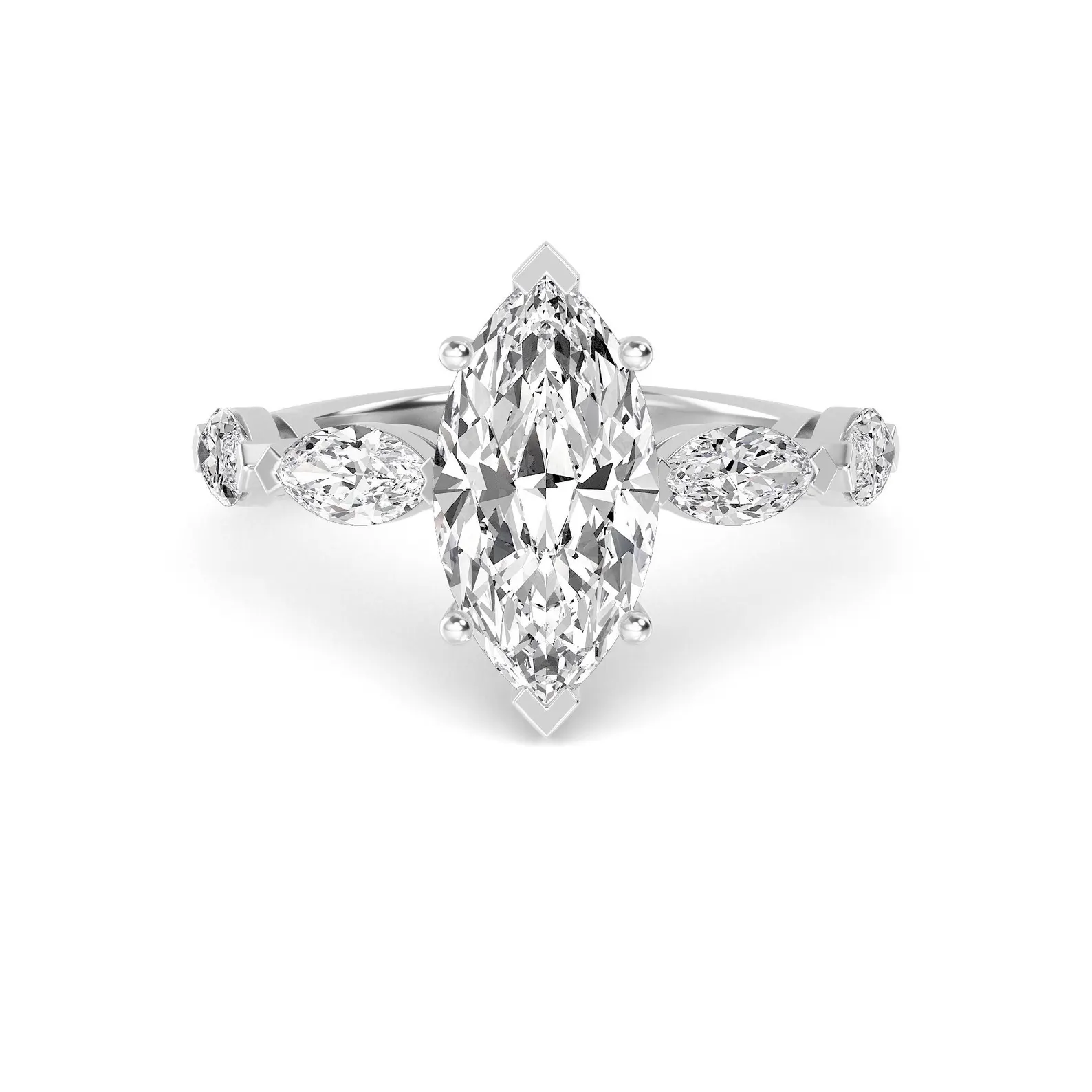 950 Platinum 2.33ct Marquise Moissanite Diamond Prong Engagement Ring