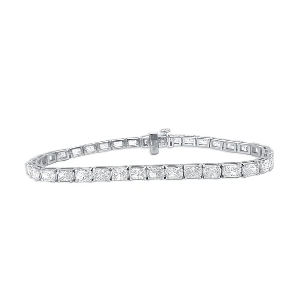 950 Platinum 9.02ct Radiant Lab Diamond Tennis Unisex Bracelet