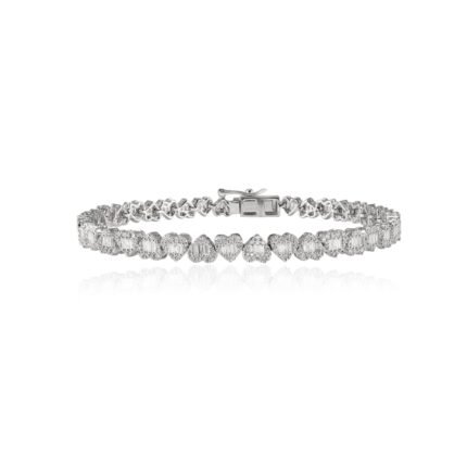 950 Platinum 2.11ct Heart Natural Diamond Prong Heart Bracelet