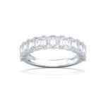 950 Platinum 2.5ct Emerald Lab Diamond Half Eternity Wedding Band