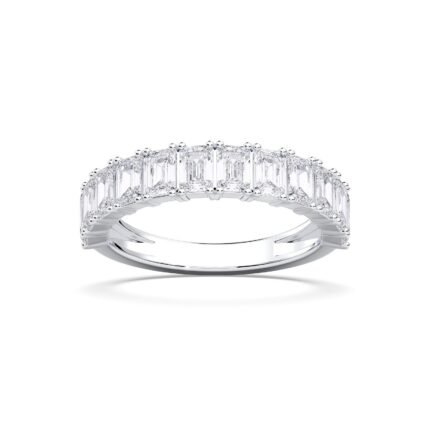 950 Platinum 2.5ct Emerald Lab Diamond Half Eternity Wedding Band