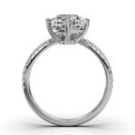 950 Platinum 2ct Round Moissanite Diamond V Shaped Engagement Ring - Image 4