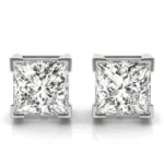 950 Platinum 1ct Princess Cut Moissanite Diamond 4 Prong Stud Earrings