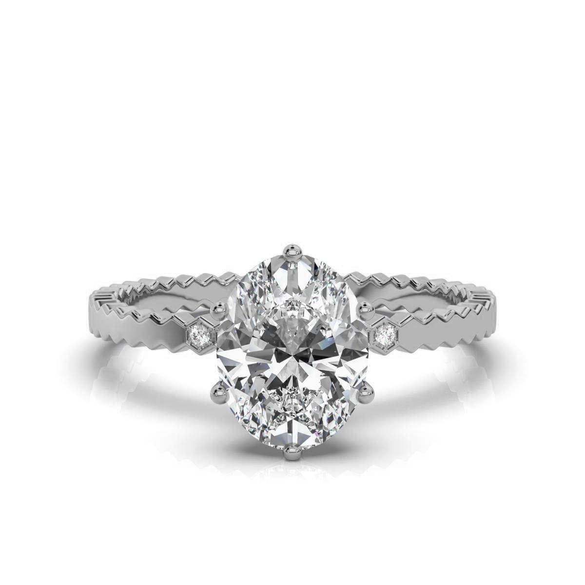 950 Platinum 2ct Super Cut Natural Diamond Bezel Engagement Ring