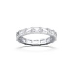 950 Platinum 3.2ct Emerald Lab Diamond Eternity Wedding Band