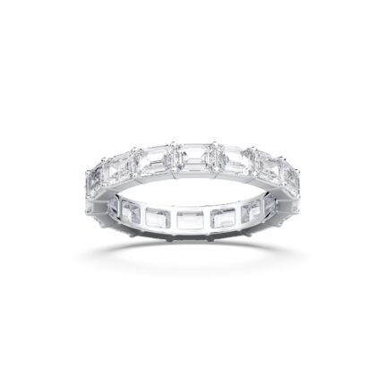 950 Platinum 3.2ct Emerald Lab Diamond Eternity Wedding Band