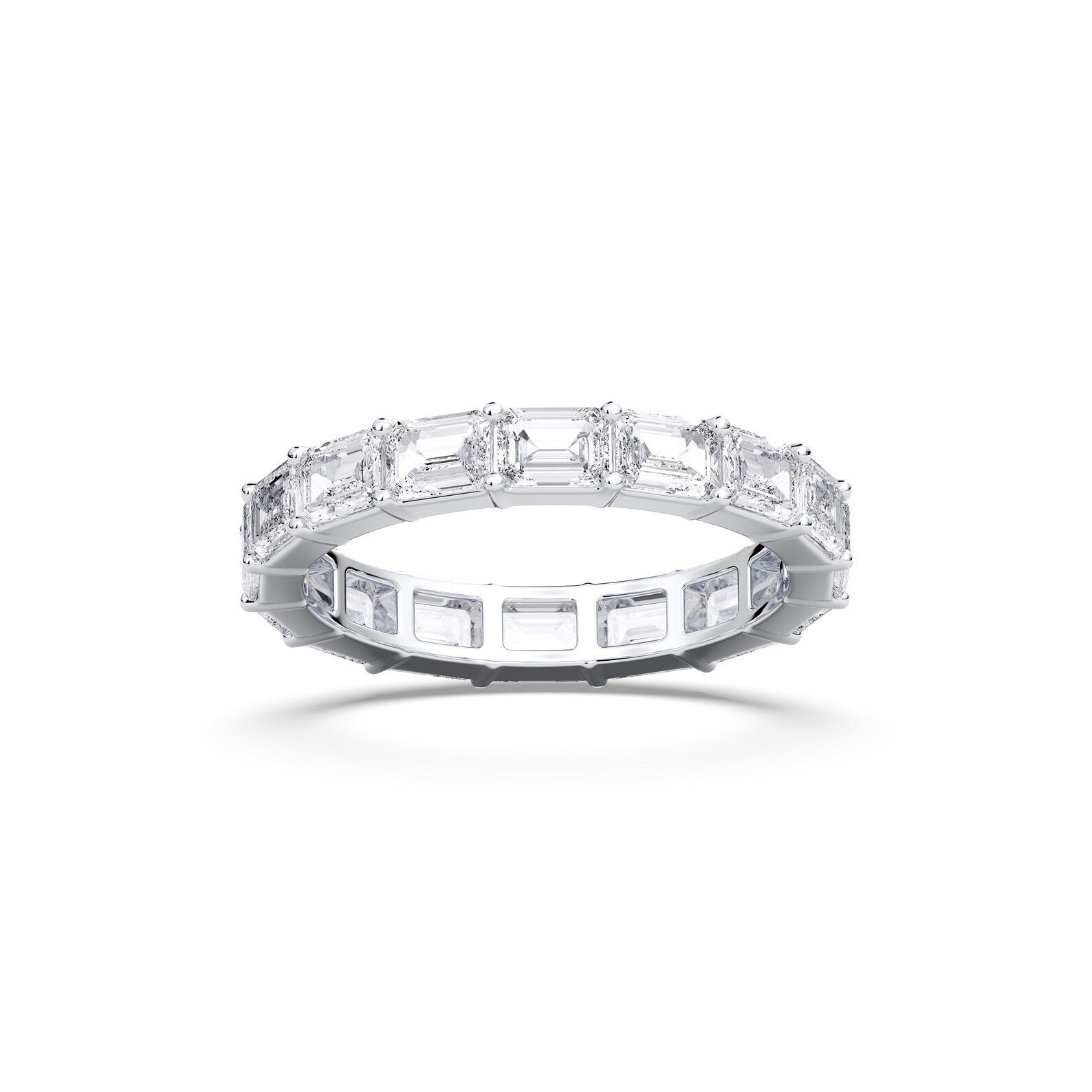 950 Platinum 3.2ct Emerald Lab Diamond Eternity Wedding Band