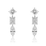 950 Platinum 1.84ct Radiant Lab Diamond Waterfall Earring