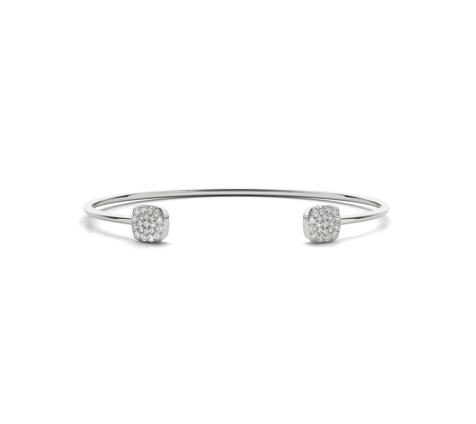 950 Platinum 0.33ct Cushion-Shaped Lab Diamond Pav Open Bangle Bracelet