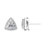 950 Platinum 2.13ct Trillion Moissanite Diamond Halo Stud Earrings - Image 2