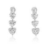 950 Platinum 3.85ct Baguette And Heart Cut Moissanite Diamond Earring